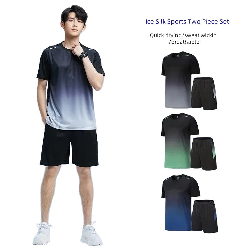 New 2025 Men's Outfit Summer Short Sleeve T Shirt Set Men Fashion 2 Piece Sportwear  Casual Shorts Sweatshirt Male Tracksuit