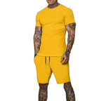 2026 Men's running Sets Short Sleeve T-shirt+Shorts 2-piece Sets Slim Fit Mesh Breathable Jogging Gym Sportswear Clothing summer