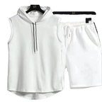 2025 summer new men's two-piece casual T-shirt and shorts set men's sports set fashionable short sleeved sports set hooded T-shi