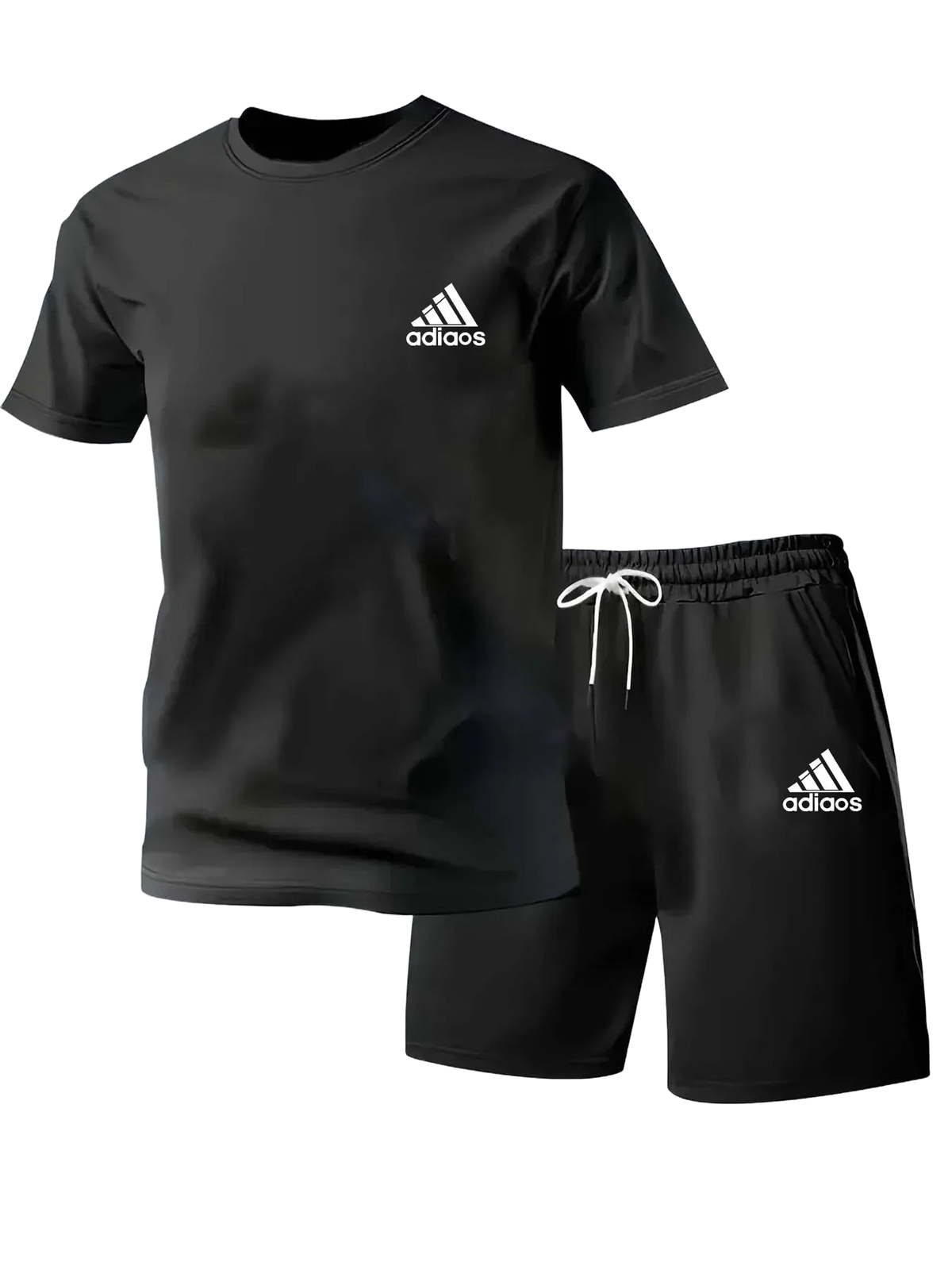 New summer fitness sportswear for men, short-sleeved T-shirt and shorts two-piece set, breathable and quick-drying casual wear.
