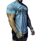 2026 New Sports short-sleeved men's fitness T-shirt with round neck, elastic and breathable cotton training suit