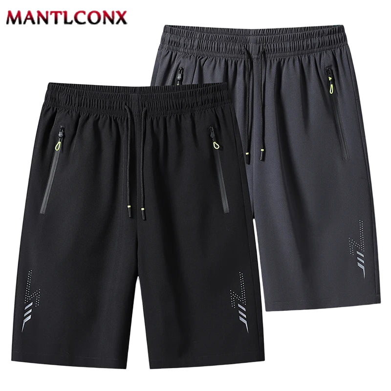 Summer Men's Sport Shorts Cool Sportswear Running Shorts Casual Bottoms Gym Fitness Training Jogging Short Pants Men Black Gray