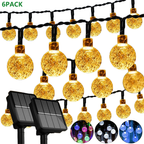 LED Solar String Lights Outdoor 60 Leds Waterproof Crystal Globe Lights with 8 Modes Garden Light for Patio Party Tree Decor