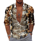 Fashion Leopard Men's Shirt Tops Sapphire Purple Gray Casual Outdoor Spring Summer High Quality Material Plus Size