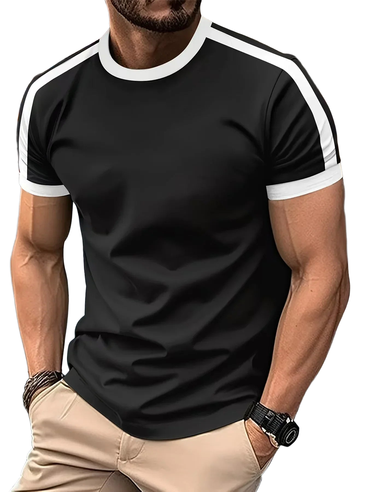 2025 Summer New Men's Fashion Casual Round Neck Short Sleeve Top Outdoor Sports Fitness Breathable Quick Drying T-shirt