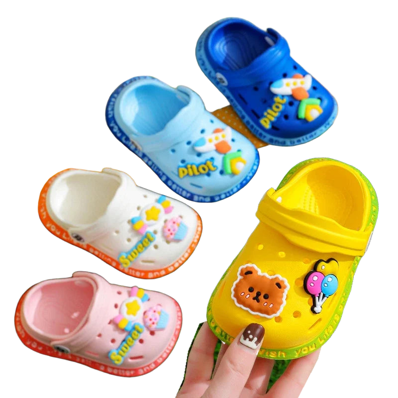 Summer Sandals For Girls Kids Baby Boys Girls Cartoon Baby Sandals Flat Heel Solid Soft Cartoon Slippers Children's Garden Shoes