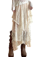Asymmetrical Lace Skirts Women Summer Clothing Soft 2000s Vintage Clothing Streetwear Y2k Trendy Boho Style Loose Ladies Party