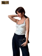 Retro Polka Dot Sling Short Tops Women Sexy Square Neck Off-shoulder Slim Cropped Blouse 2026 Lady Spring Daily Street T-shirt
