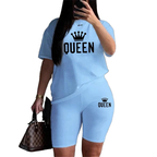 Summer Womens Tracksuit Queen Printing  T-Shirt+Shorts 2 Piece Sets Fashion Casual Sportswear Clothing Luxury Jogging Short Suit