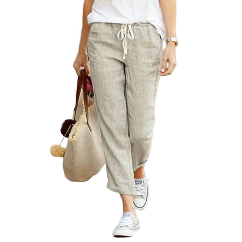 Autumn Cotton Women's Pants Y2K Black Drawstring Elastic Waist Casual Pants Female Loose Fashion Elegant Ladies Bottom
