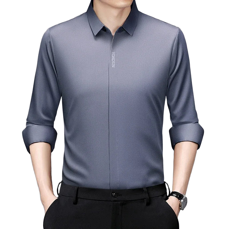 New Men's Business Casual Long Sleeved Solid Color Shirt Wrinkle Resistant Wrinkle Free Comfortable All Season Versatile Top