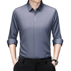 New Men's Business Casual Long Sleeved Solid Color Shirt Wrinkle Resistant Wrinkle Free Comfortable All Season Versatile Top