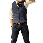 V Neck Men's Suits Vest Casual Classic Formal Business Herringbone Tweed Slim Fit Waistcoat For Wedding Groomsmen