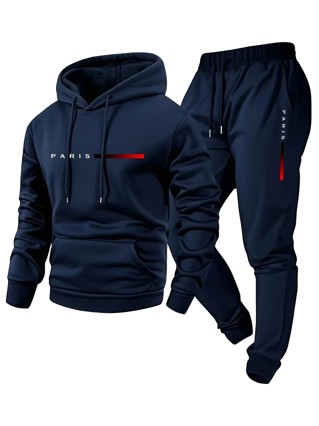 PARIS Letter Print Sweatshirt Suit Men's Fleece Hoodie Pants Set Spring Autumn Winter Warm Casual Sports Pullover Trousers Sets