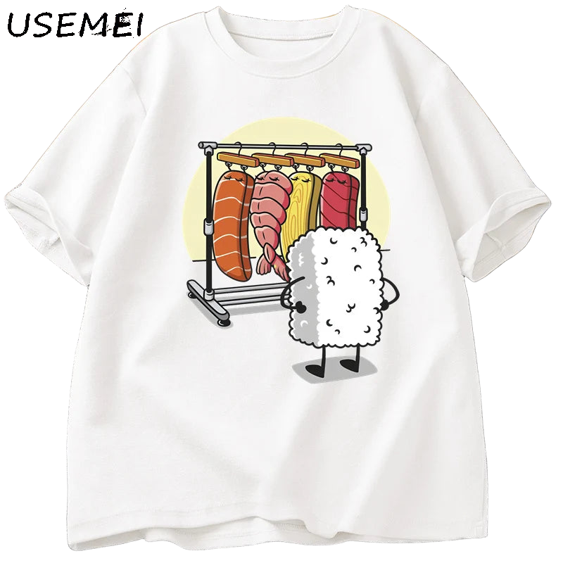Sushi Wardrobe T Shirt Women Men Funny High Quality T-shirt Cotton Graphic T Shirts Loose Short-sleeve Pritned Tshirt Man Tops