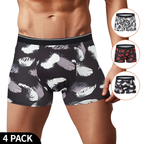 4 Pieces European and American Size MEN'S FASHION Printed Boxer Underwear Comfortable Swimming Trunks Oversized Underwear Shorts