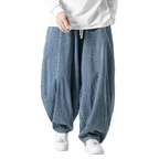 2025 New Men's Pants Large Japanese Retro Loose Haren Straight Leg Pants Hong Kong Style Wide Leg Cowboy Lantern Pants