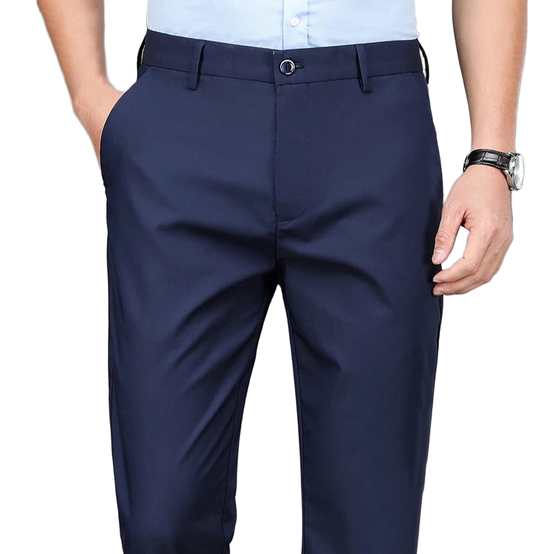 Male Smart Casual Pants Stretchy Sports Men's Fast Dry Trousers Spring Autumn Full Length Straight Office Black Navy Work Pants