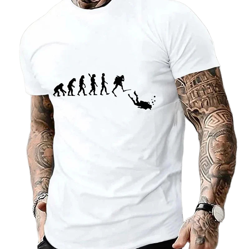 Diver 200 Bar Funny T Shirts Men Summer Harajuku Shirts Short Sleeve Streetwear Tops Oversized Clothing Scuba Diving Men Clothes