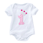 Baby Girls Cotton Rompers 1st Birthday Party Costumes Newborn Cotton Jumpsuit Infant Cartoon Appliques Pajamas Toddler Clothes