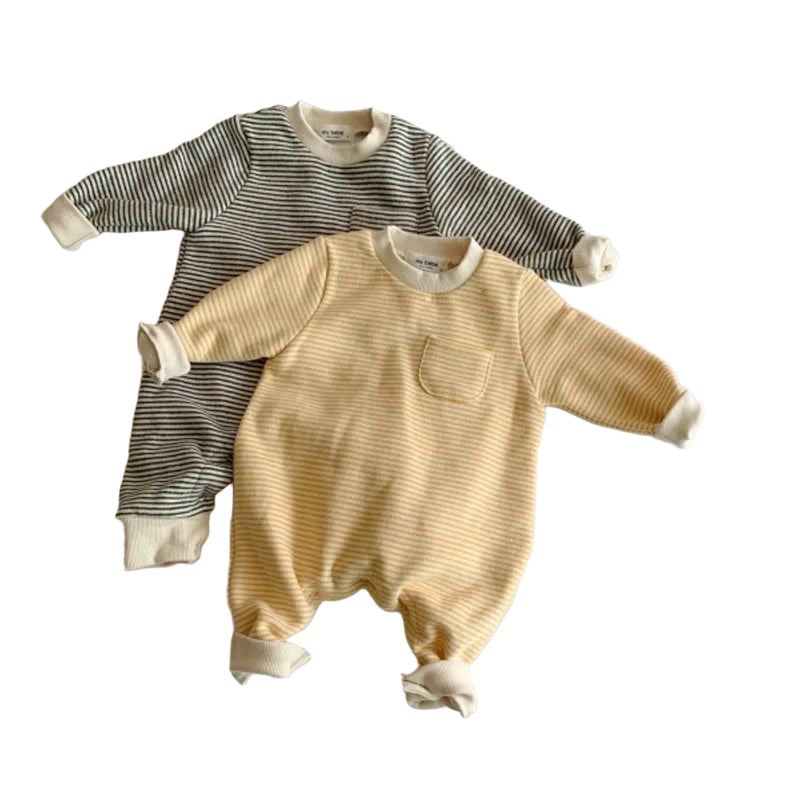 2025 Autumn New Baby Boy Girl Long Sleeve Romper Cotton Newborn Fashion Striped Jumpsuit Infant Simple Casual Clothes 0-24M