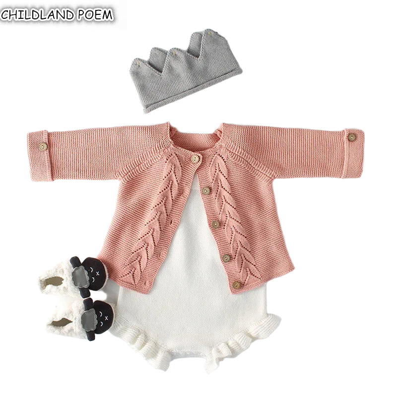 Baby Girls Clothes Autumn Baby knitted Romper Set Infant Newborn Baby Girl Cardigan Boys Sweater Cotton Baby Jumpsuit For Girls