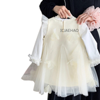 Teen Girl Clothes Children Spring Fall Girls DressGown Kids Outfit Apricot Two-piece Set Costume Baby First Birthday Princess