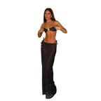 Bandeau Dot 3 Pieces Sexy Bikini With Long Skirt Women Swimsuits Female Swimwear Bathing Suit Swimming Suits Beachwear Biquini