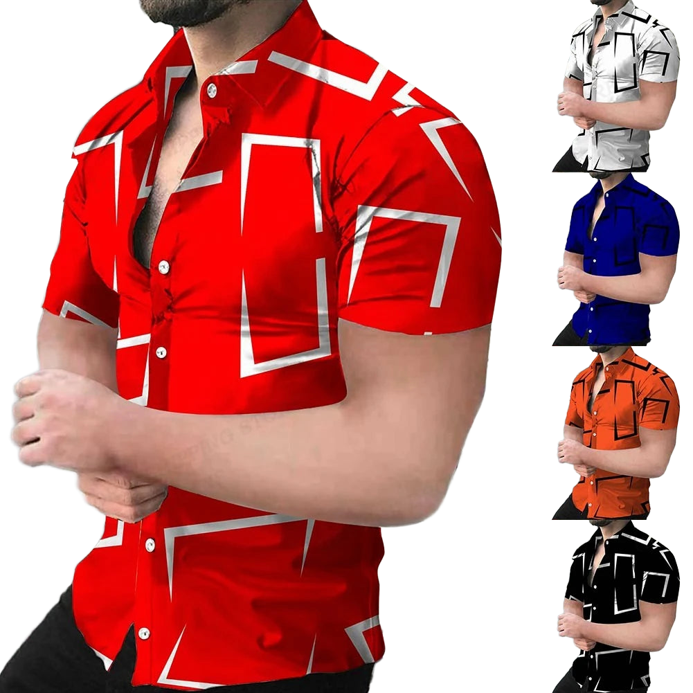 Geometric 3d Print Beach Shirts Short Sleeve Hawaiian Shirts Men's Blouses Graphic Shirt Cuba Camisa Men's Clothing