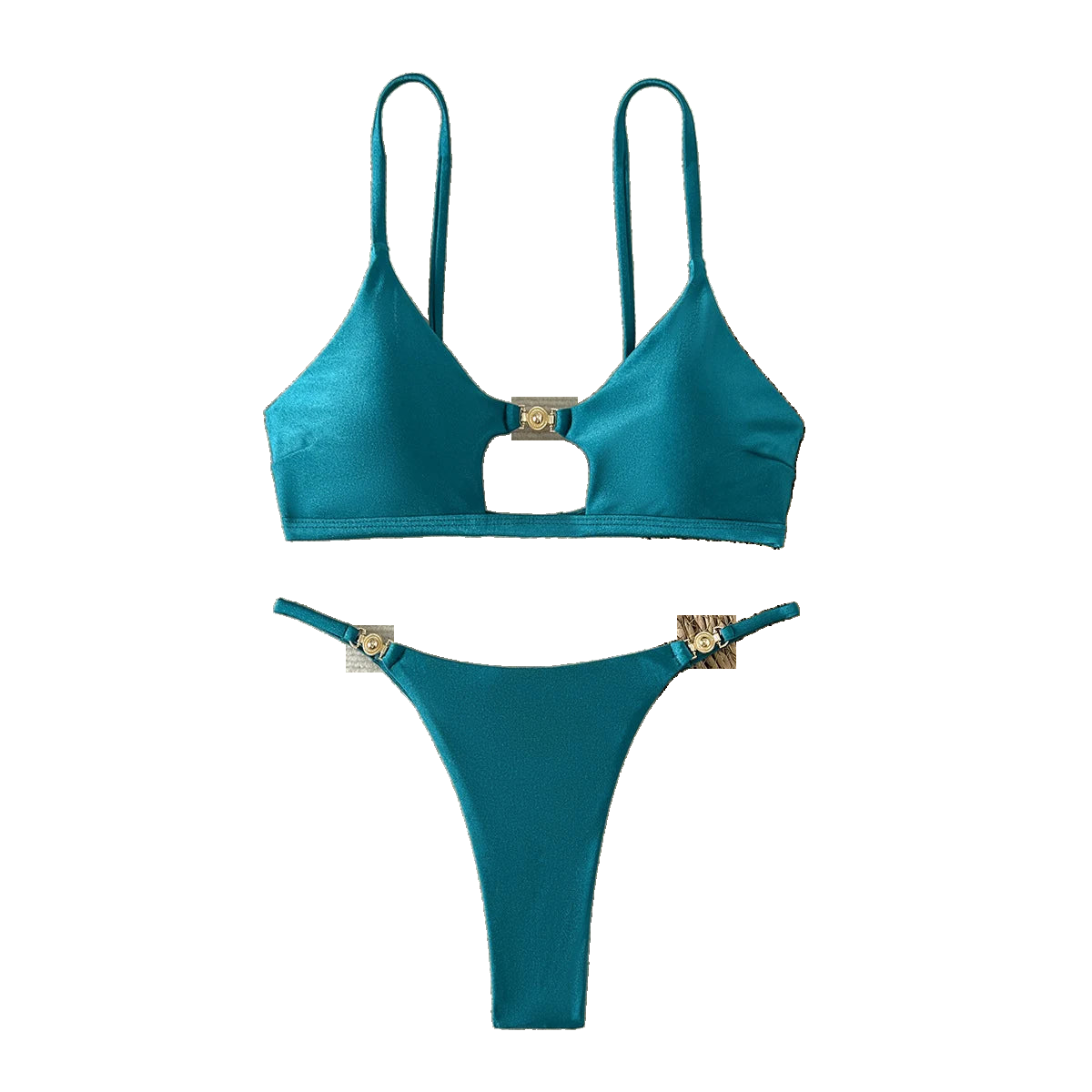 New Sexy Sheen High-Cut Bikini Set Shiny Swimwear for Women Push Up Triangle Top Brazilian Cheeky Bottom Beach Pool Vacation