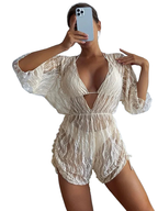 3 Pack Plain V-neck Bikini Set Hollow Out Tunic Loose Cover Up for Woman 2023 Lace Up Halter Triangle Bikini Swimsuit Beachwear
