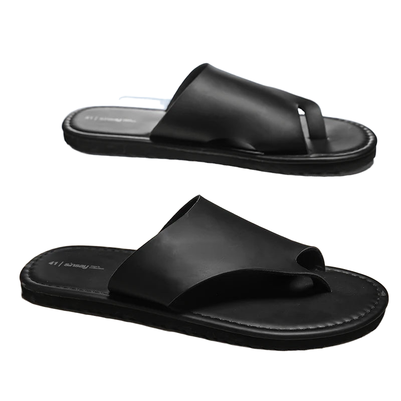 Flip-flops men's summer non-slip leisure indoor open-toed slippers soft bottom light black sandals flip-flops plus size sandals
