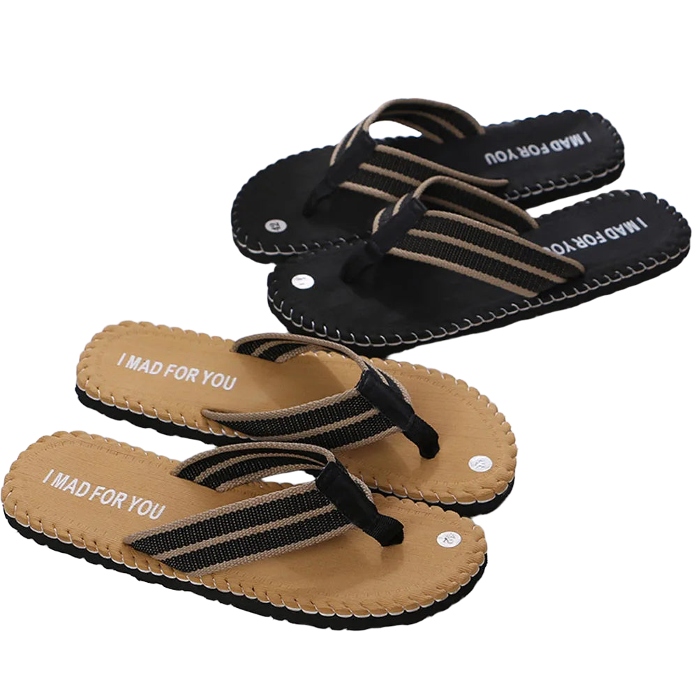 Flip-Flops For Men Summer Anti-Skid Breathable Home Outdoor Comfortable Slippers Daily Casual Regular Canvas Strap Flip-Flops