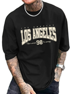 Fashionable new men's summer Los Angeles printed breathable round neck T-shirt outdoor casual versatile top