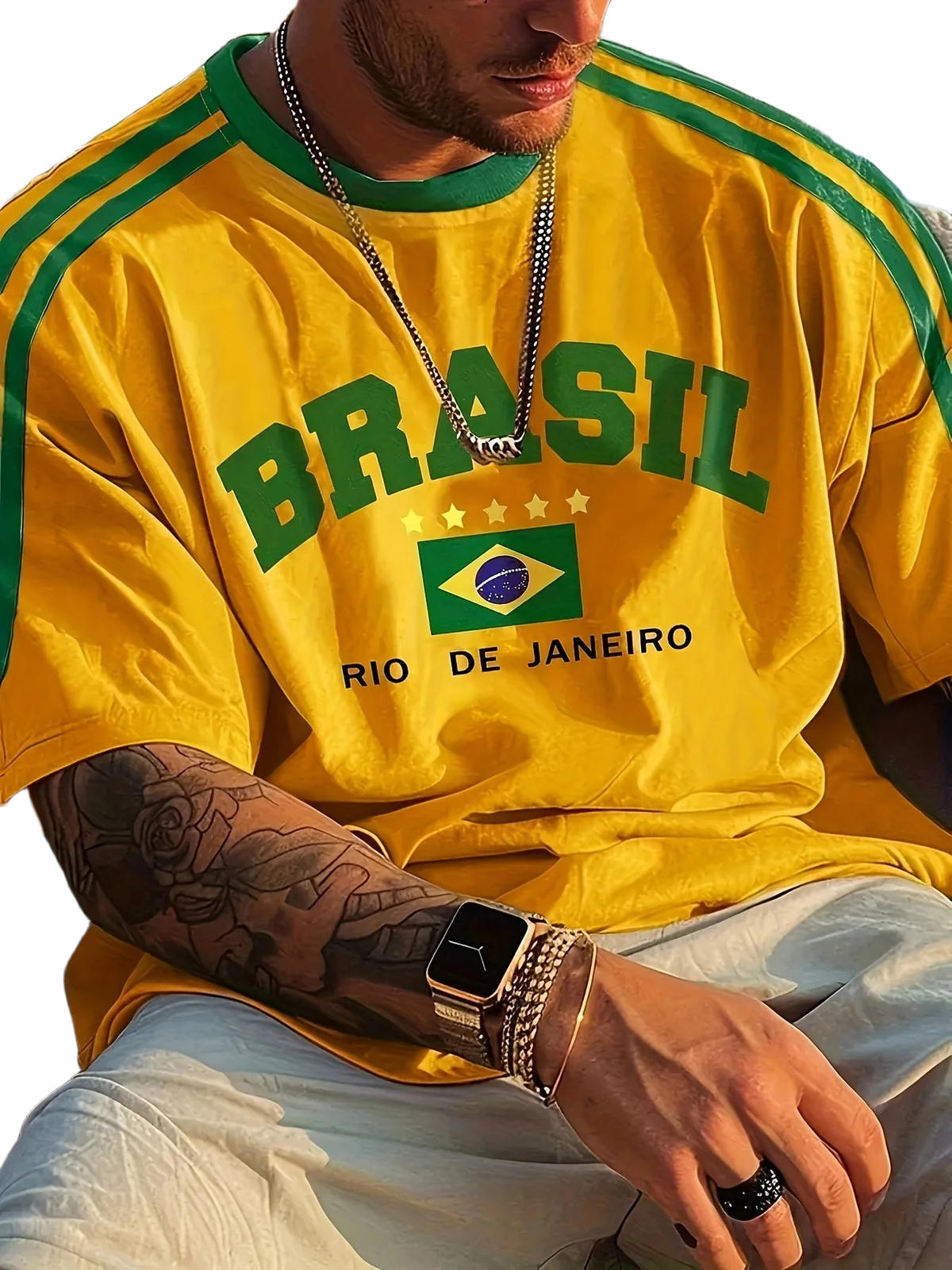 Summer Men's T-shirt with Brazilian print crewneck Casual and comfortable T-shirt as a gift Outdoor short-sleeved summer T-shirt
