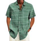 Hawaiian men's summer designer shirts casual short sleeves lapel short sleeves 3d casual plaid stripe pattern tops three colors