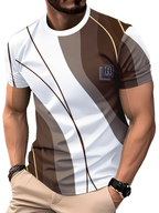 Men's Fashion 3D Printed Men's T-Shirt Crew Neck Short Sleeve, Summer Crew Neck T-Shirt Casual Wear, Polyester Fiber Regular,