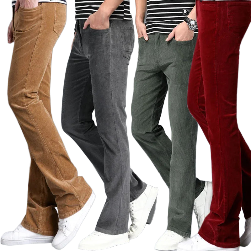 Corduroy Flare Pants  Men  Bell Bottom Boot Cut Trouser Men Classic Autumn Flared Pant Men Pantalon Homme Black White Khaki