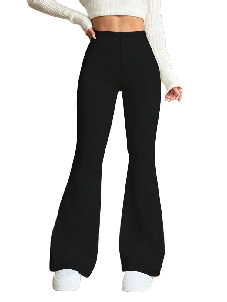 5397 Women's High-Waisted Flared Pants - Solid Color High Elasticity Trousers, All-Season Comfort & Machine Washable,