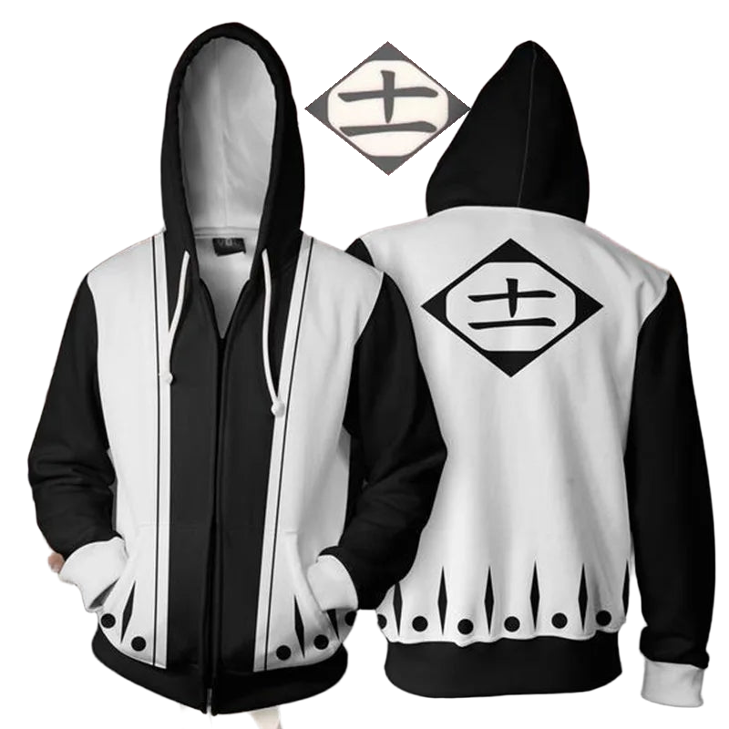 Japanese anime BLEACH Kenpachi Zaraki Kurosaki ichigo hoodie Sweatshirt Cosplay Costume coat Jumper Sweatshirt