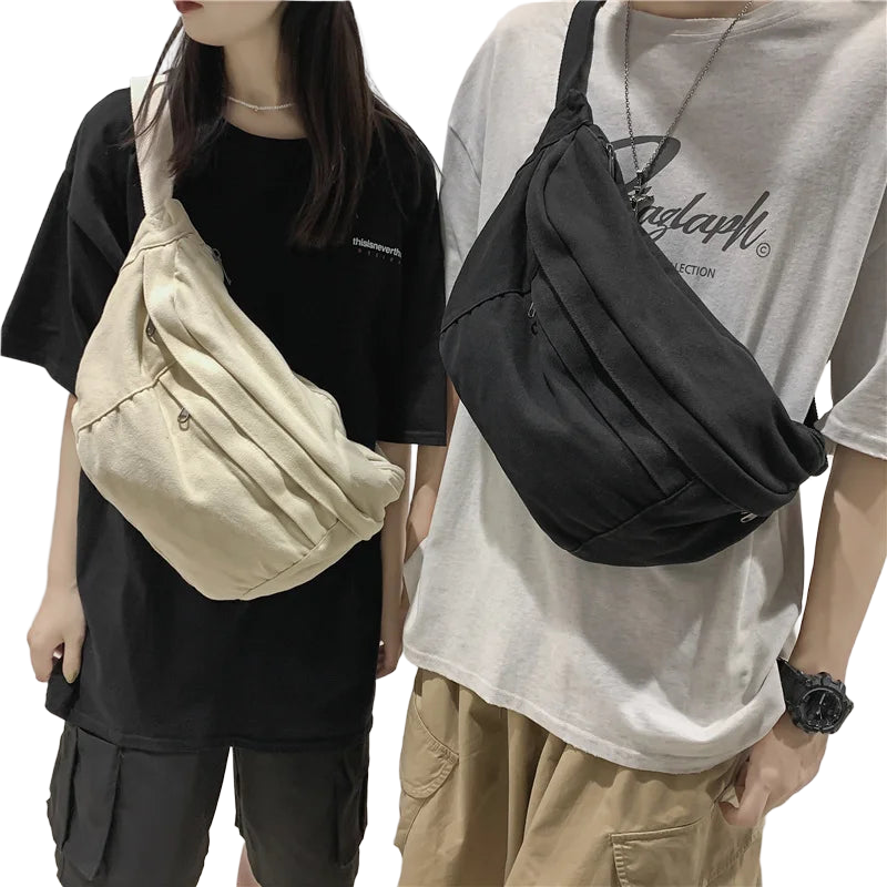 Fashion Trend Waist Bags Unisex Canvas Chest packs Phone Pack Street Hip hop Belt Bags Large capacity Ladies Crossbody Chest Bag
