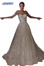 Beach Glitter Wedding Dress Strapless Bridal Dresses Shiny Bridal Gowns Simple Wedding Gown Customized Vestidos De Novia