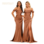 Findthat Off Shoulder Spaghetti Straps Satin Bridesmaid Dresses Elegant Zipper Back Evening Gown Wedding Guests Dress Customized