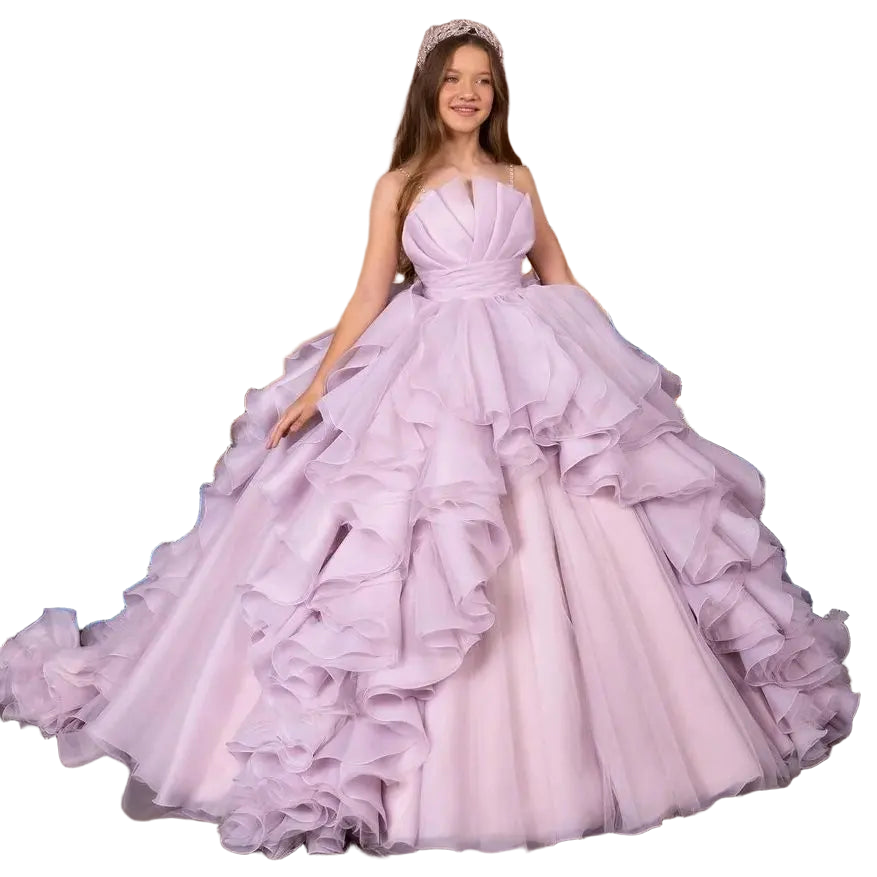 Light Purple Flower Girl Dresses for Wedding Ball Gown Pleats Ruffles Baby Litter Girl's Birthday Party Ball Gowns Customized
