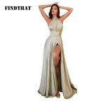 Findthat Sexy 2024 Prom Dresses High Side Split Sleeveless Party Gowns For Women Backless Satin A Line Bridesmaid Evening Dress