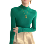 Autumn and Winter New Women's Cashmere Sweater 100% Pure Cashmere Semi High Neck Women's Pullover Soft Basic Women's Top