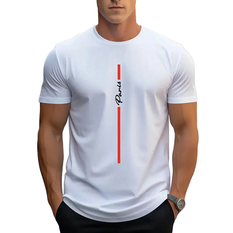 New Summer Simple Printing Short-Sleeved Men's Round Neck Large Size T-Shirt Tops Casual Breathable Mens Street Photography Tops