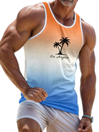 New Summer Casual Men's Sleeveless T-shirt Hawaiian Style Men's Fashion Crew Neck Tank Top Outdoor Beach Men's Tank Top clothes