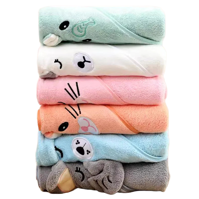 Cute Bath Towel for Baby Soft Absorbent Towel Newborn Swaddle Wrap Baby Blankets for Girls Boys