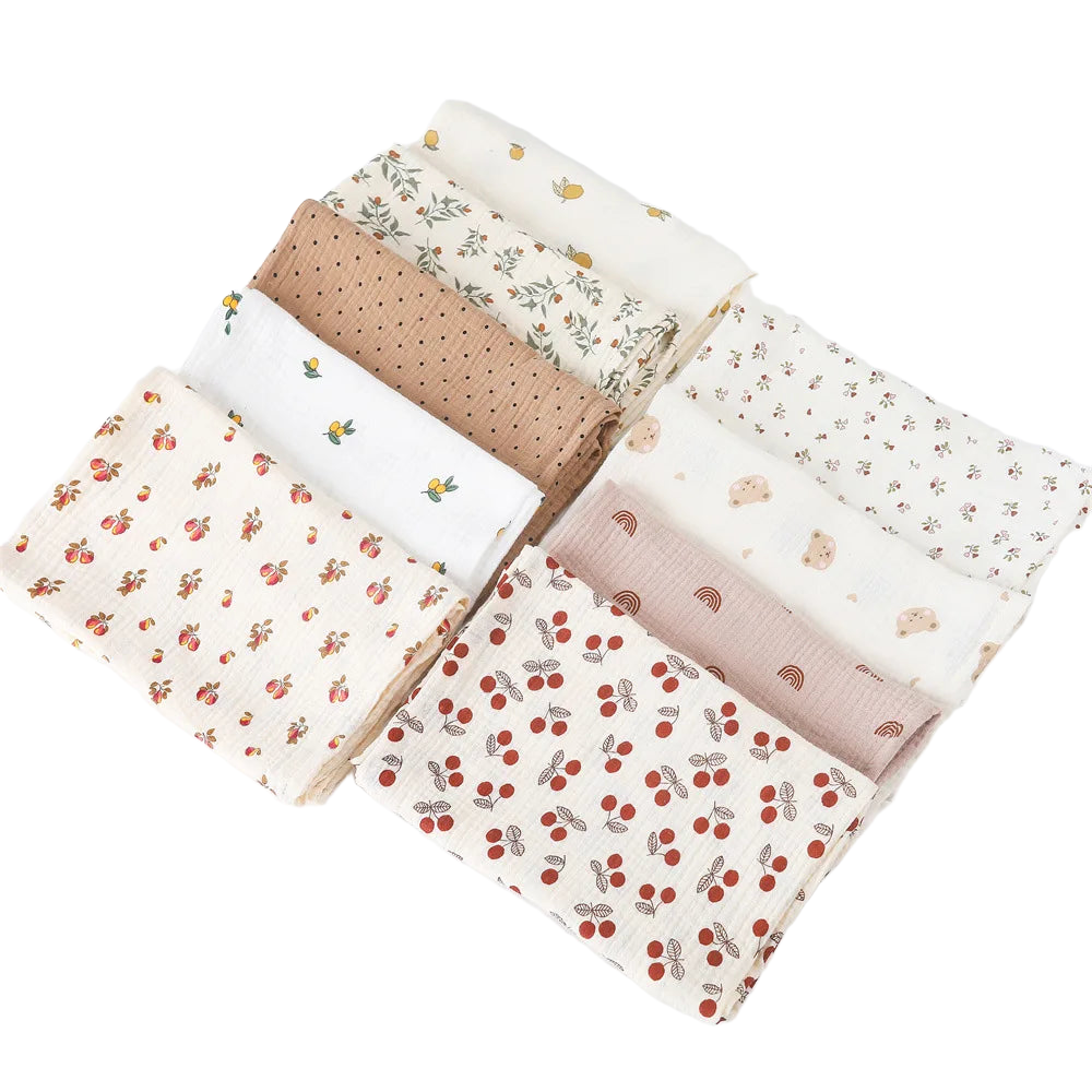 Cotton Swaddle Blanket Baby Blanket Floral Print Muslin Diaper Swaddle New Born Crinkle Fabric Baby Born Stroller Cover